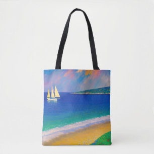 Tote Bag Sea Scape 09 "Yacht in the bay"