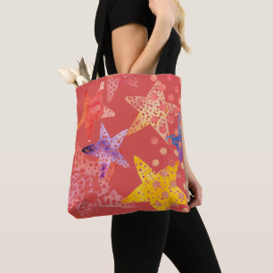 Tote Bag Sea Stars, Star Fish and Dots - Balnéaire
