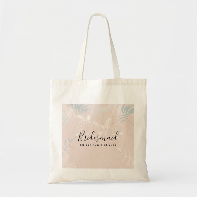 Tote Bag Sea Turtles Beach Coral et Mariée Turquoise (Devant)