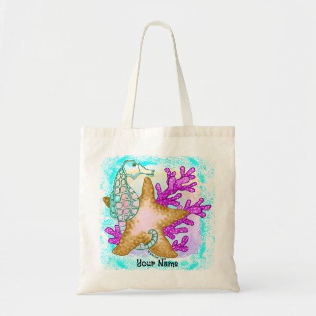 Tote Bag Seahorse starfish Friends (Devant)