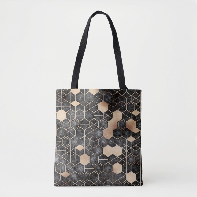 Tote Bag Seamless grungy hexagon pattern isometric geometry (Devant)