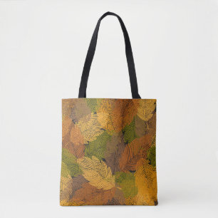 Tote Bag seamless vintage pattern with leaves in yellow col