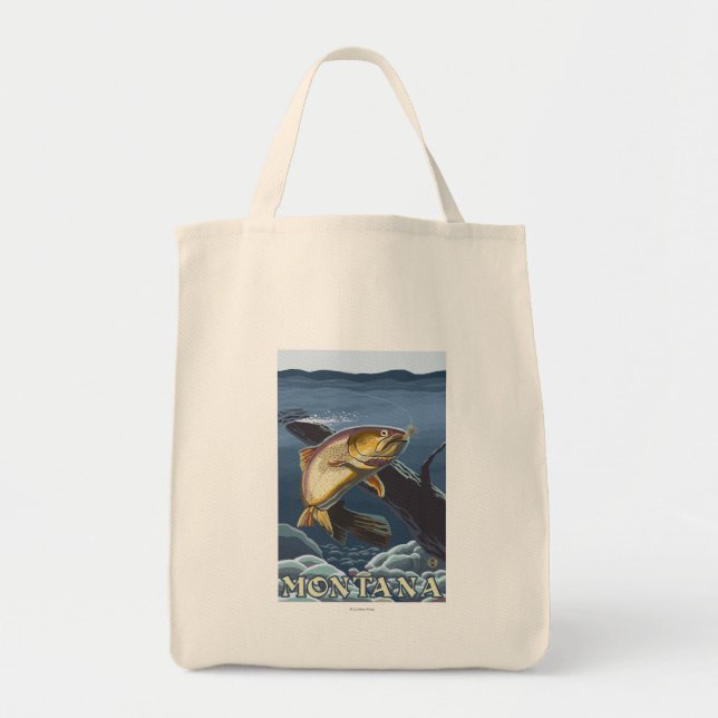 Tote Bag Section de la pêche à la truite - Montana (Devant)