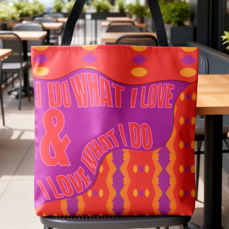 Tote Bag Self Expression Purple Orange Patterned