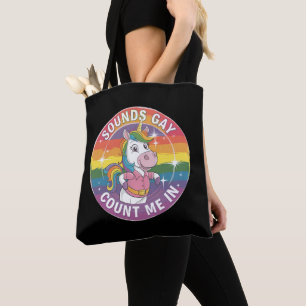 Tote Bag Semble Gay Comptez Sur Moi Licorne Arc-en-ciel LGB