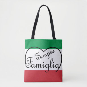 Tote Bag Sempre Famiglia et drapeau italien couleurs fourre
