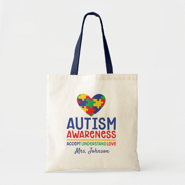 Tote Bag Sensibilisation sur l'autisme Professeur personnal (Devant)