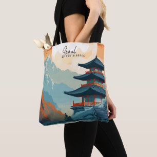 Tote Bag Séoul Corée du Sud Illustration de voyage Art Vint