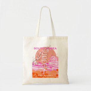 Tote Bag Séoul Corée du Sud Voyage Art, rose