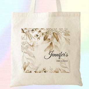 Tote Bag Sepia Elegant Art Florals Baby shower Boho