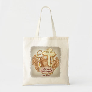 Tote Bag Sepia Prayer Mains Christian