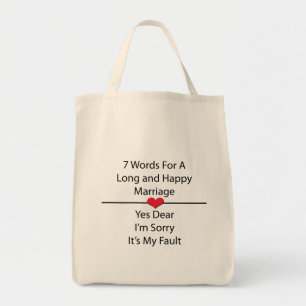 Tote Bag Sept mots pour un mariage long et heureux