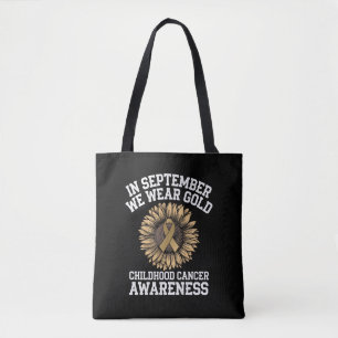 Tote Bag Septembre Nous Portons Gold Enfhood Cancer Sensibi