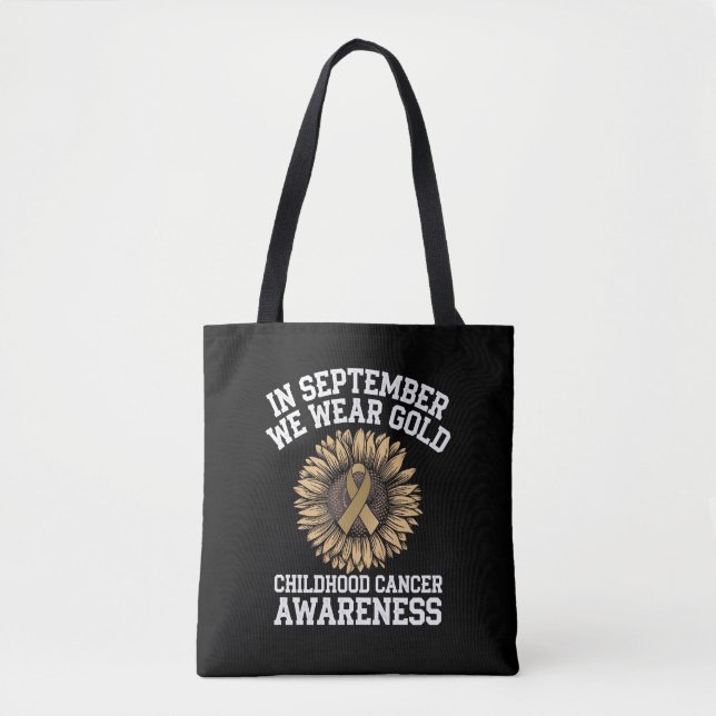 Tote Bag Septembre Nous Portons Gold Enfhood Cancer Sensibi (Devant)
