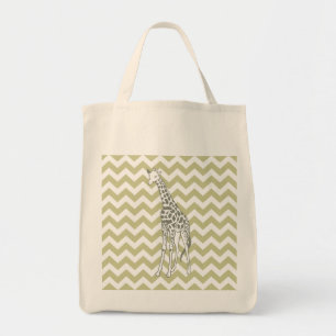 Tote Bag Serengeti Safari Chevron avec Pop Art Giraffe