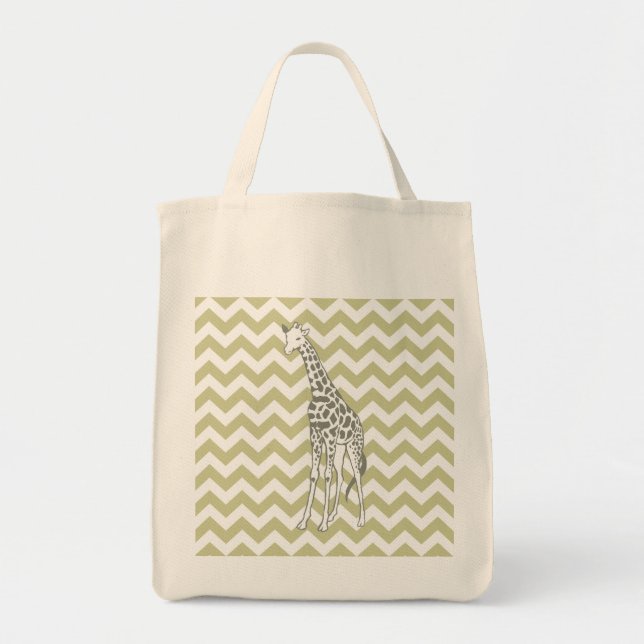 Tote Bag Serengeti Safari Chevron avec Pop Art Giraffe (Devant)
