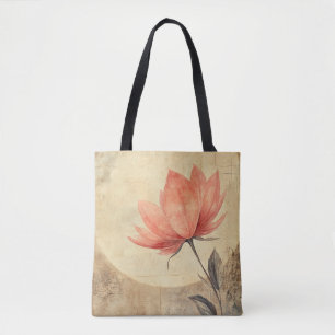 Tote Bag Sérénité rose Fleur et Lune