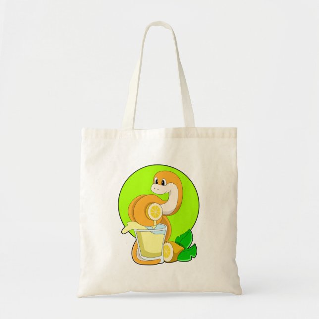 Tote Bag Serpent avec verre de jus de citron (Devant)