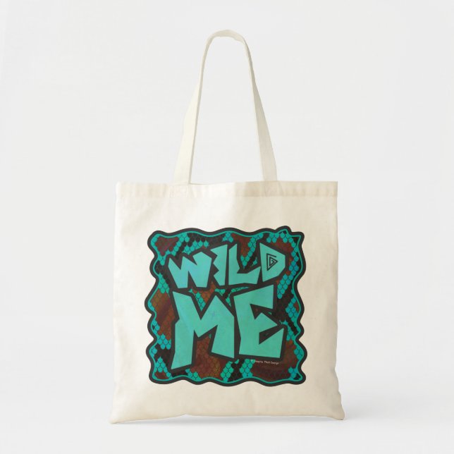 Tote Bag Serpent Wild Me Impression Brown et Turquoise (Devant)