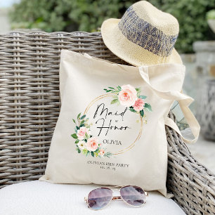 Tote Bag Serre Florale Blush Maid D'Honneur Personnalisée