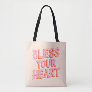 Tote Bag Serrure du Sud : Bénissez votre coeur (rose et ora