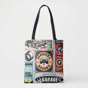 Tote Bag Service de voiture et réparation rétro panneaux de