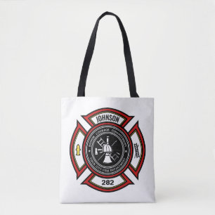Tote Bag Service d'incendie AJOUTER LE NOM Pompier Insigne