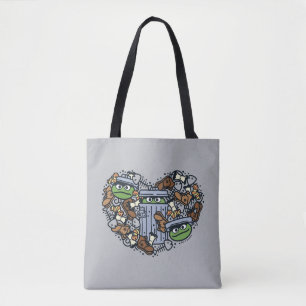 Tote Bag Sésame Sésame Oscar the Grouch Doodle Heart