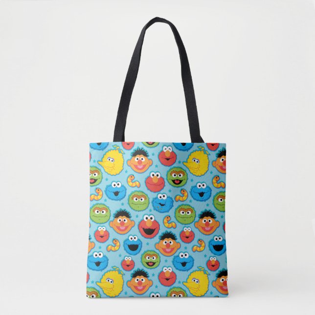 Tote Bag Sesame Street Façades Motif sur Blue (Devant)
