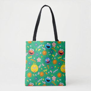 Tote Bag Sesame Street Green Floral Motif