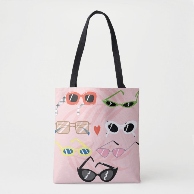 Tote Bag Set of trendy sunglasses in fun cartoon style (Devant)