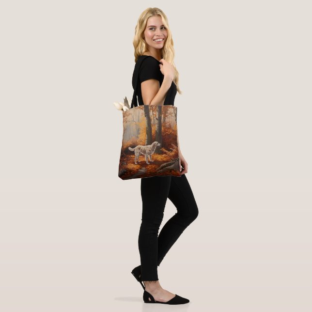 Tote Bag Setter anglais en automne Leaves Fall Inspire (Sur le modèle)
