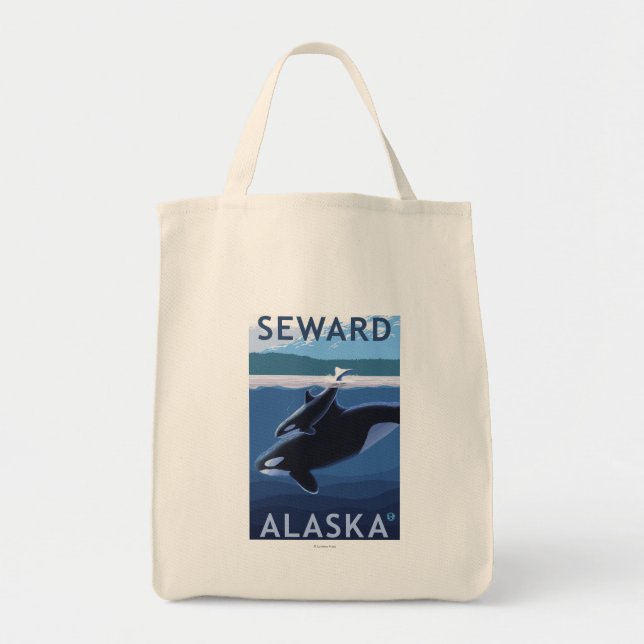 Tote Bag Seward, AlaskaOrca et Calf Scene (Devant)
