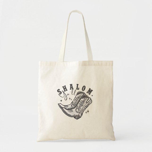 Tote Bag Shalom Y'all Cowboy juif Hanoukka Ouest (Devant)