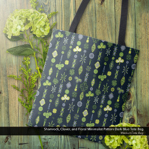 Tote Bag Shamrock Clover minimaliste moderne Motif bleu fon