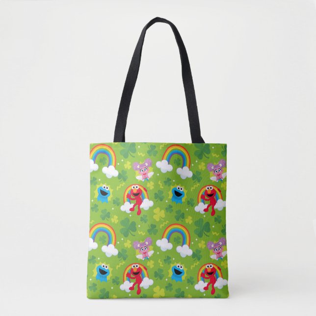 Tote Bag Shamrock de rue Sesame et Motif arc-en-ciel (Devant)
