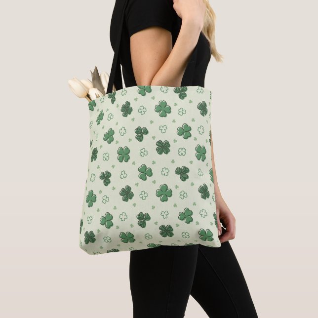 Tote Bag Shamrock Doodle (De près)