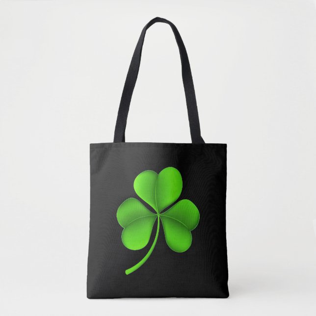Tote Bag Shamrock vert sur stt noir (Devant)