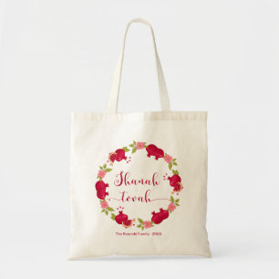 Tote Bag Shanah Tovah Nouvel An Couronne de fleurs de grena