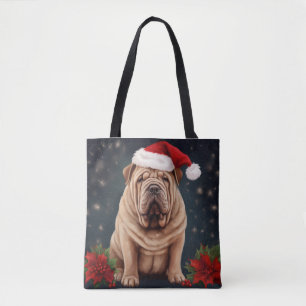 Tote Bag Shar Pei Chien dans Noël de neige