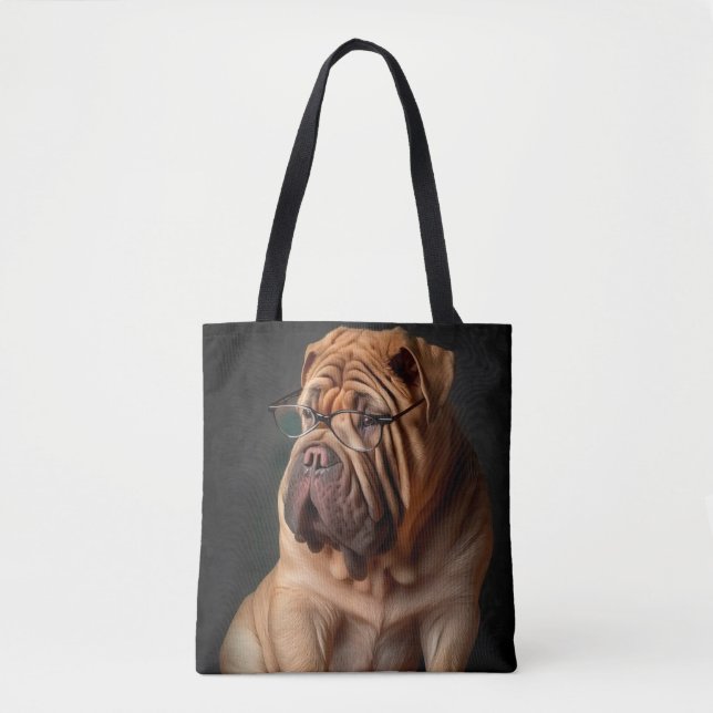 Tote Bag Shar Pei Chien intelligent avec conception de livr (Devant)