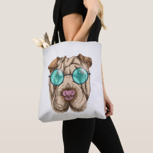 Tote Bag Sharpei dans des lunettes de soleil