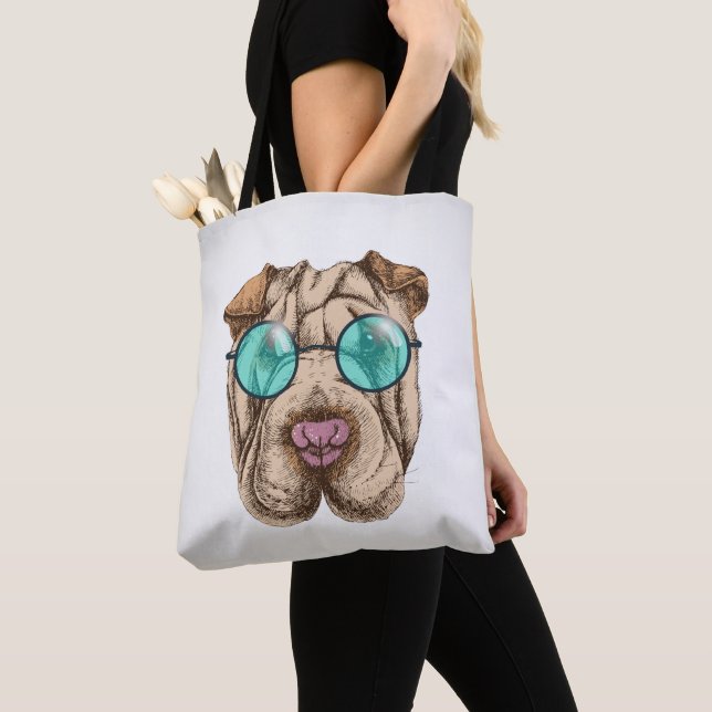 Tote Bag Sharpei dans des lunettes de soleil (De près)