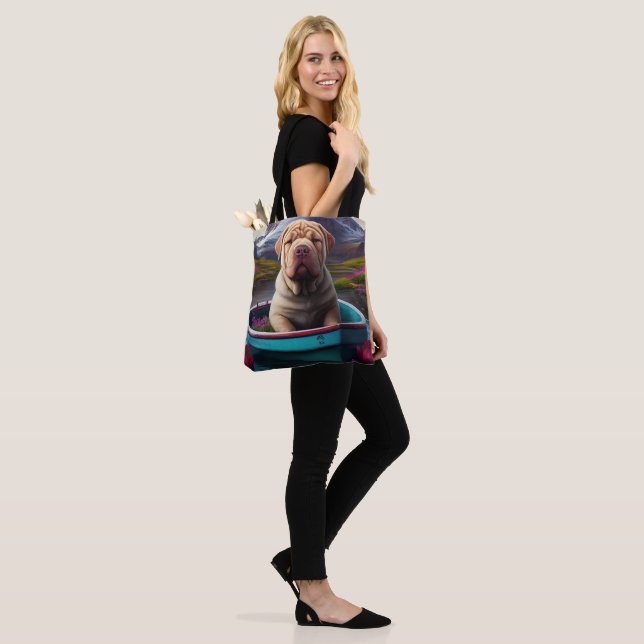 Tote Bag Sharpei sur une pagaie : une aventure Pittoresque (Sur le modèle)
