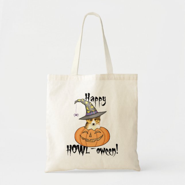 Tote Bag Sheltie Halloween (Devant)