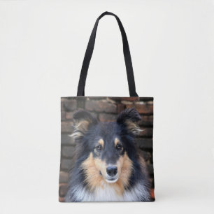 Tote Bag Sheltie tricolore font face