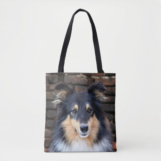Tote Bag Sheltie tricolore font face (Devant)