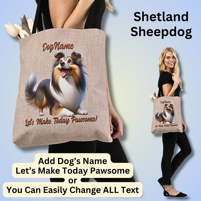 Tote Bag Shetland Sheepdog - Ajouter le nom du chien, modif (Créateur téléchargé)