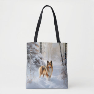 Tote Bag Shetland Sheepdog Laissez Tomber la Neige Noël