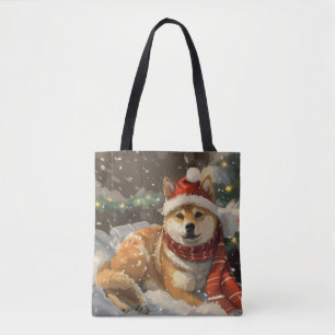 Tote Bag Shiba Inu Chien Festive de Noël